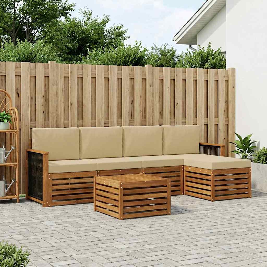 Outdoor-Sofagarnitur mit Kissen 6 pcs Natur und Beige