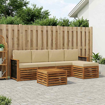 Outdoor-Sofagarnitur 6 stk. Natur und Beige