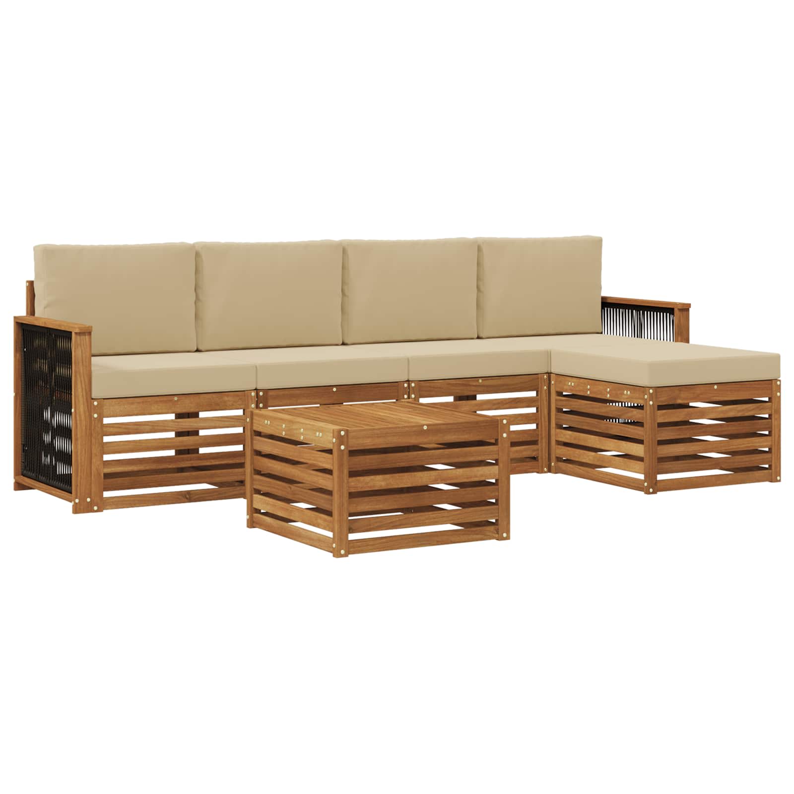 Outdoor-Sofagarnitur mit Kissen 6 pcs Natur und Beige