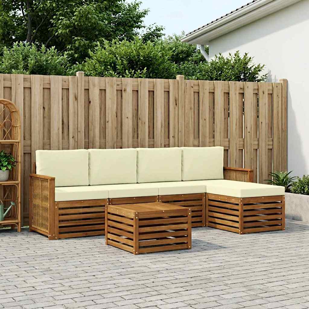 Outdoor-Sofagarnitur mit Kissen 6 pcs Natur und Creme