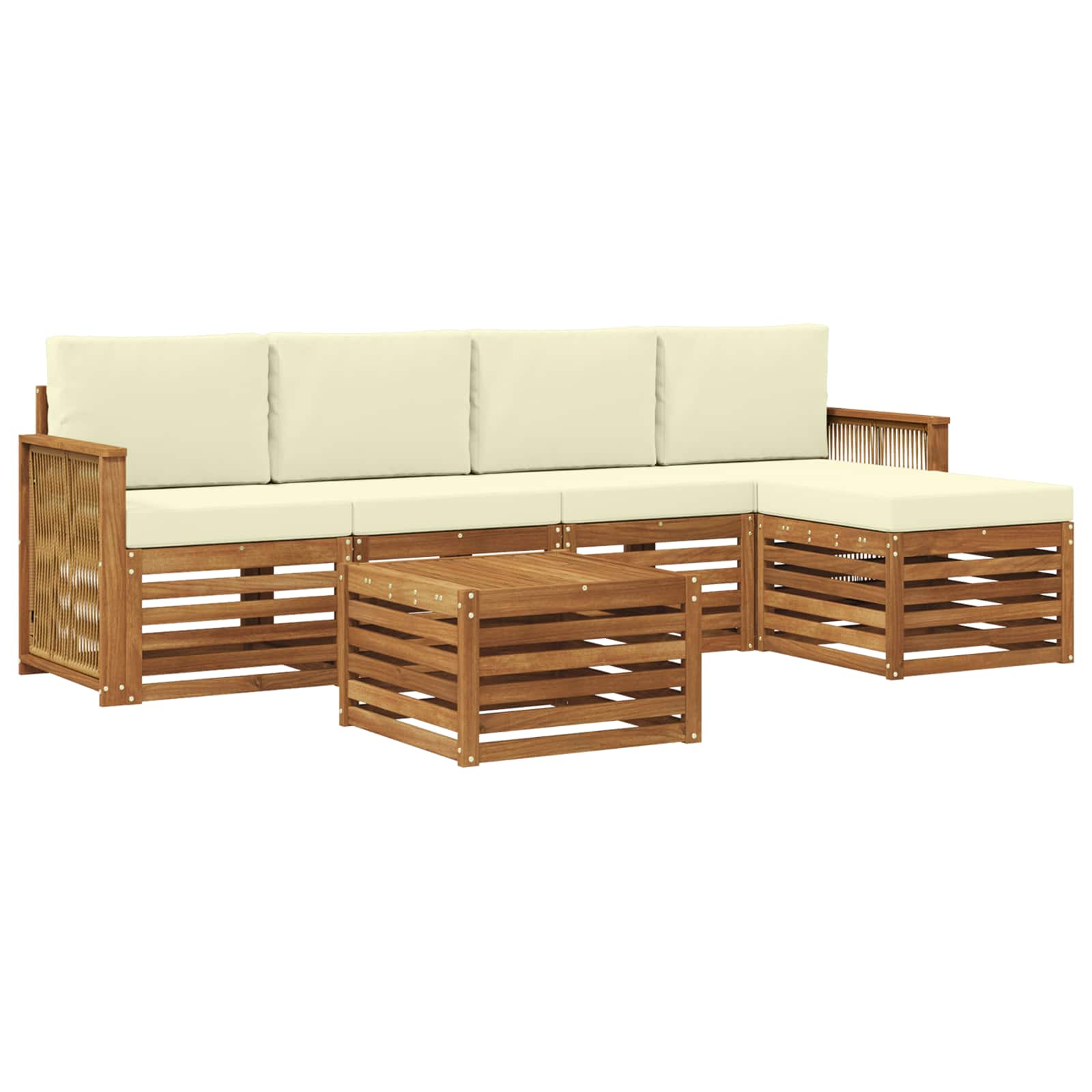Outdoor-Sofagarnitur mit Kissen 6 pcs Natur und Creme