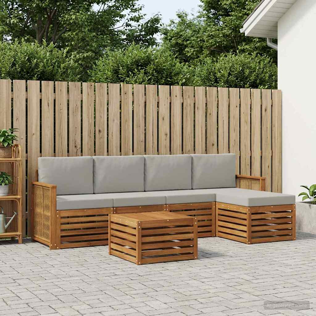Outdoor-Sofagarnitur 6 stk. Natur und Hellgrau