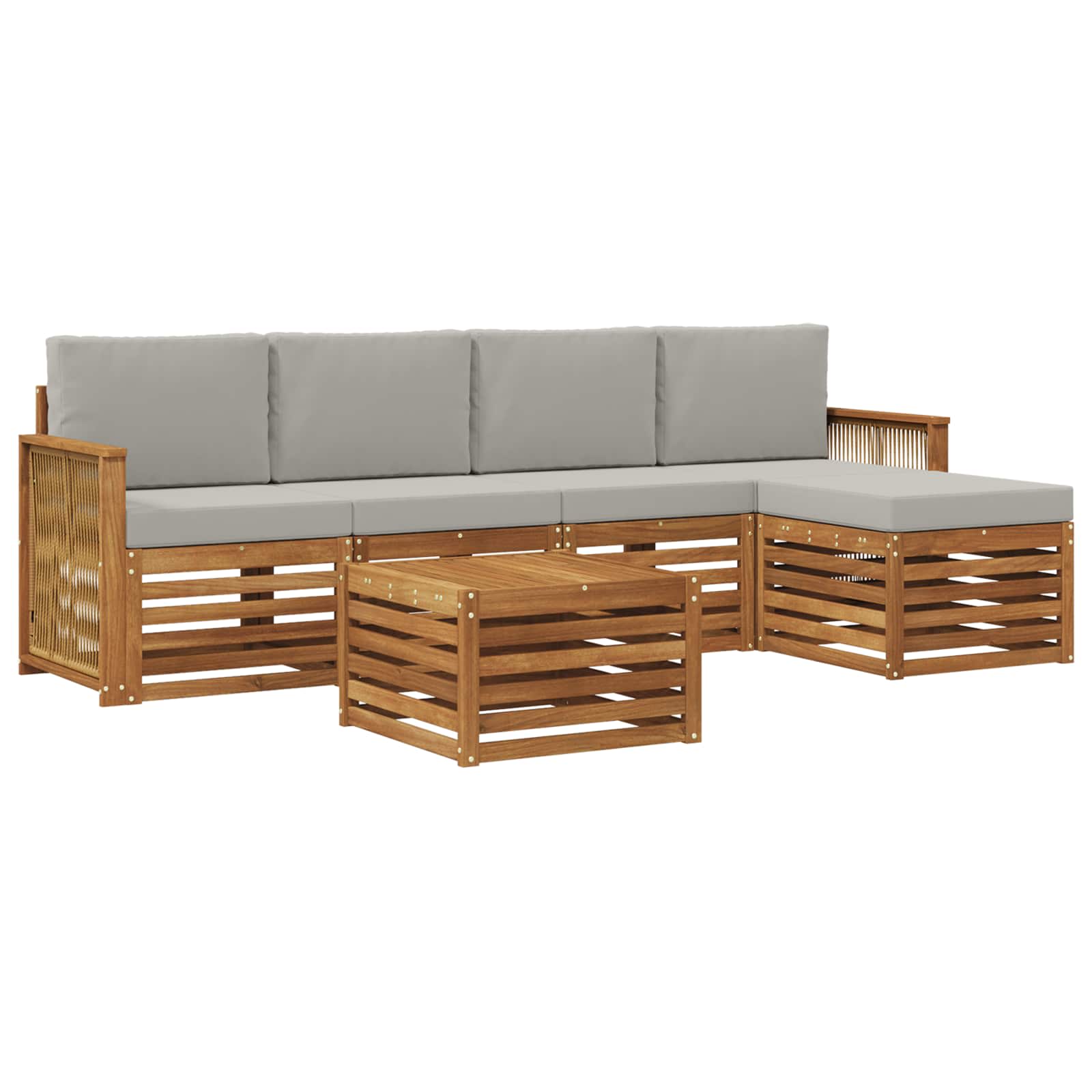 Outdoor-Sofagarnitur mit Kissen 6 pcs Natürlich und Hellgrau