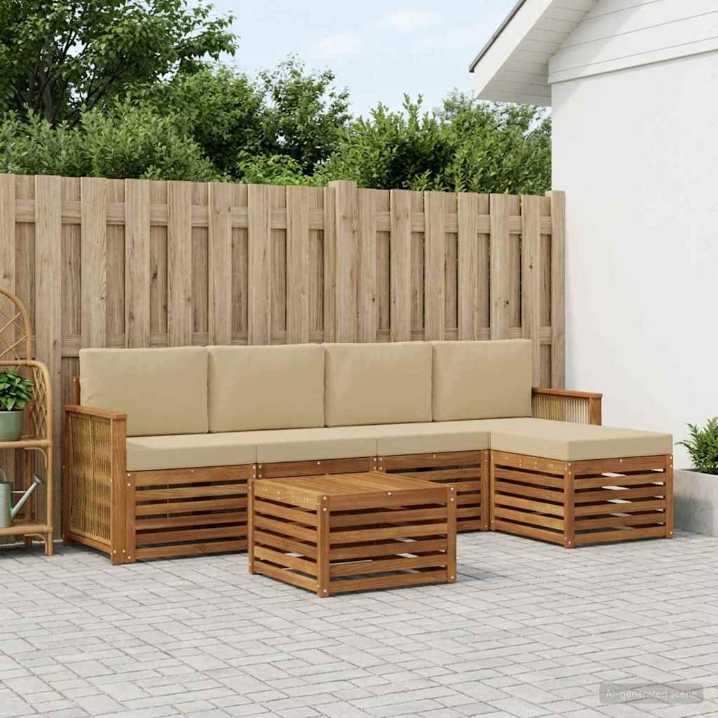 Outdoor-Sofagarnitur 6 stk. Natur und Beige
