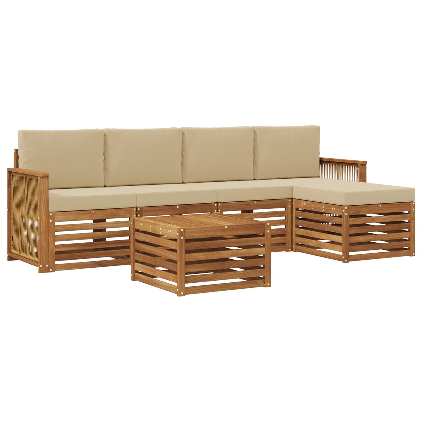 Outdoor-Sofagarnitur mit Kissen 6 pcs Natur und Beige