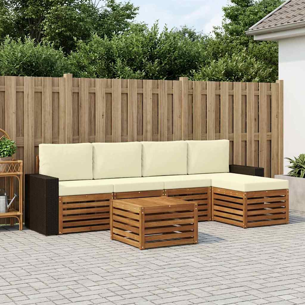 Outdoor-Sofagarnitur mit Kissen 6 pcs Natur und Creme