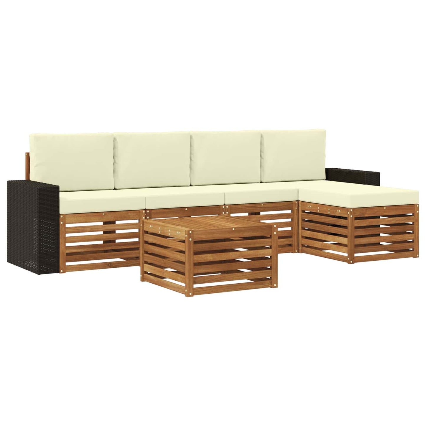 Outdoor-Sofagarnitur mit Kissen 6 pcs Natur und Creme