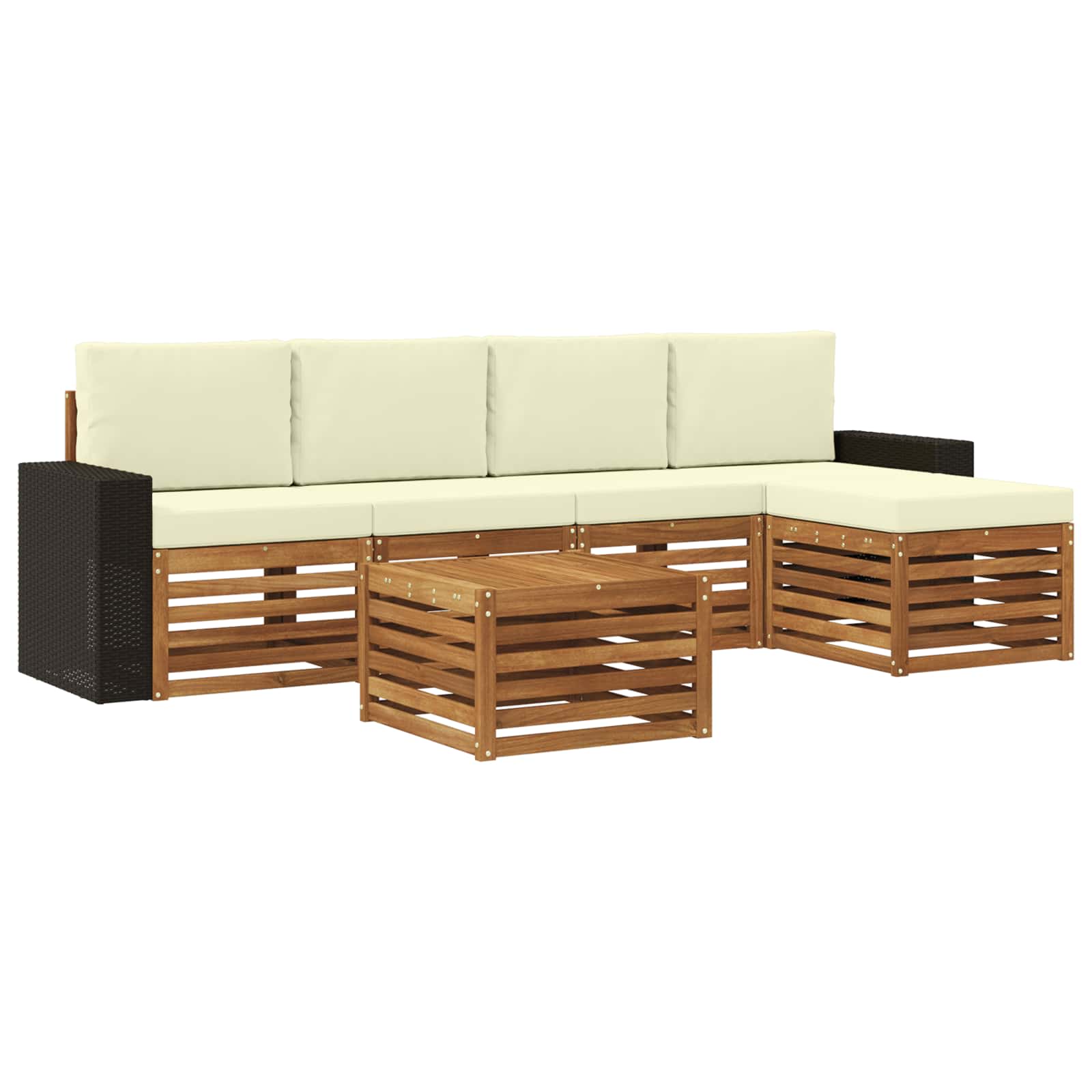 Outdoor-Sofagarnitur mit Kissen 6 pcs Natur und Creme
