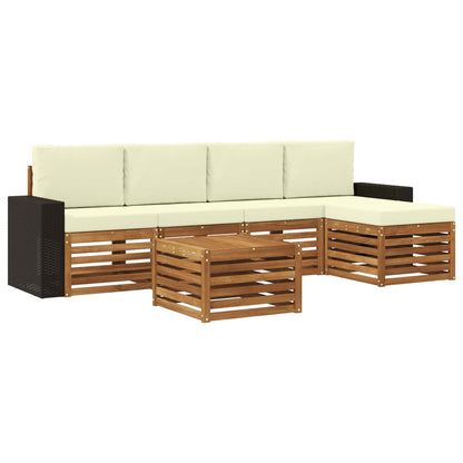 Outdoor-Sofagarnitur 6 stk. Natur und Creme