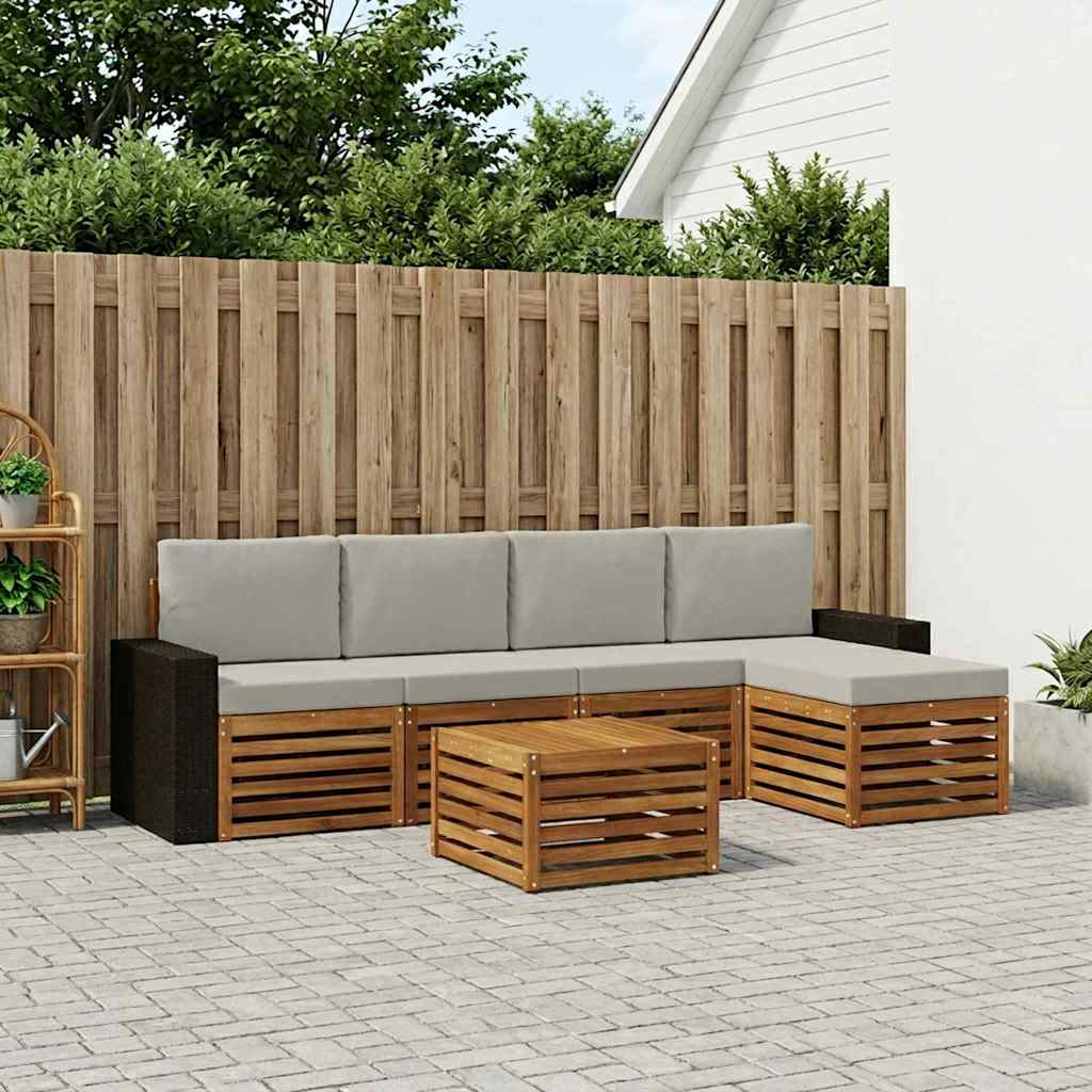 Outdoor-Sofagarnitur 6 stk. Natur und Hellgrau