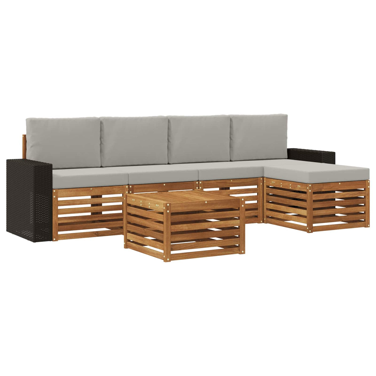 Outdoor-Sofagarnitur 6 stk. Natur und Hellgrau
