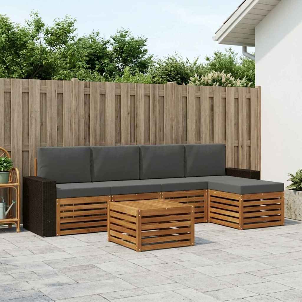 Outdoor-Sofagarnitur 6 stk. Natur und Anthrazit