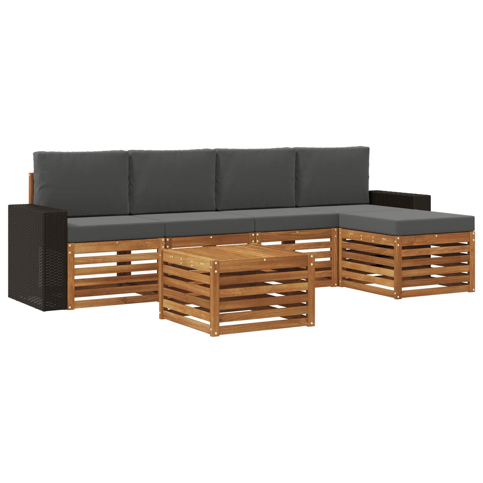 Outdoor-Sofagarnitur 6 stk. Natur und Anthrazit
