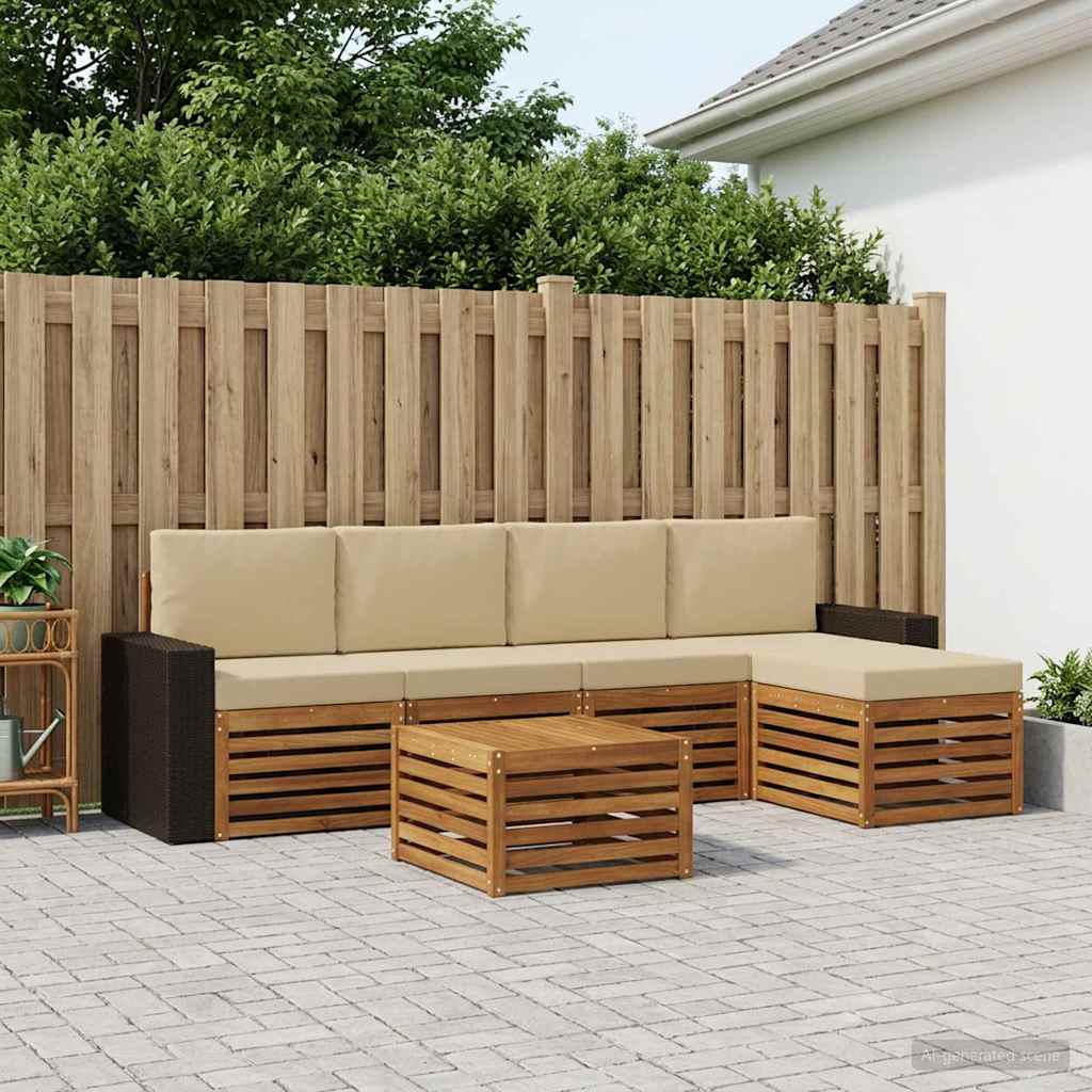 Outdoor-Sofagarnitur 6 stk. Natur und Beige