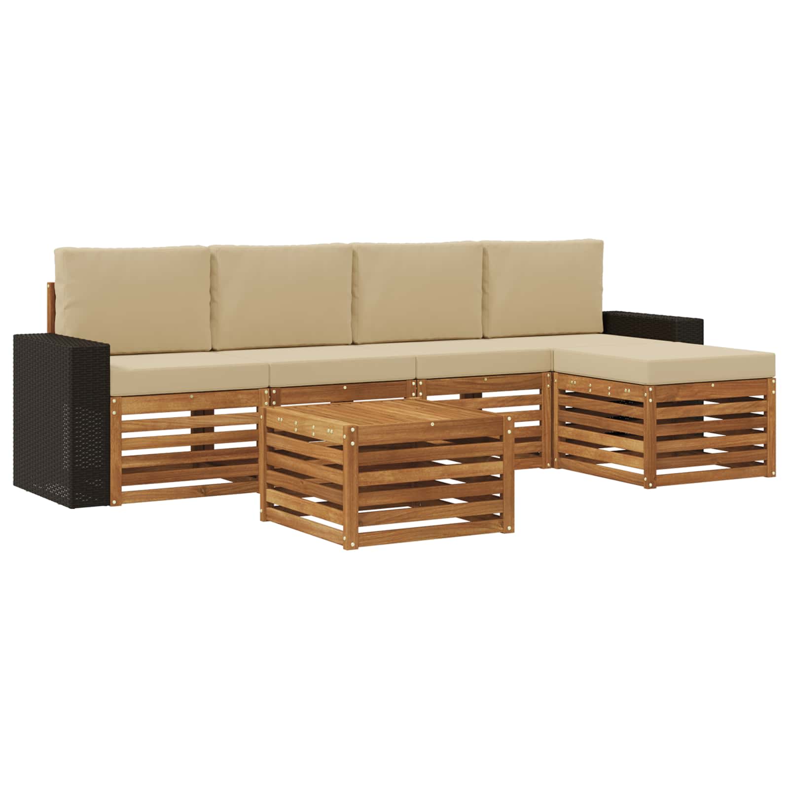 Outdoor-Sofagarnitur 6 stk. Natur und Beige