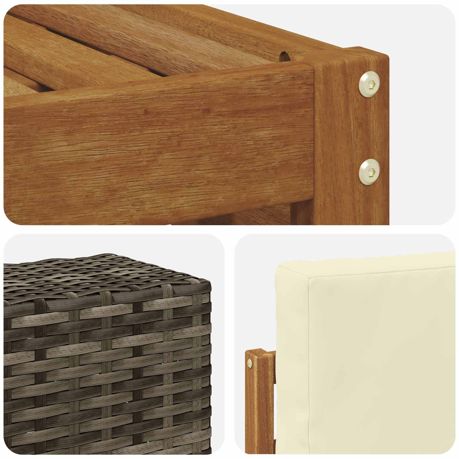 Outdoor-Sofagarnitur mit Kissen 6 pcs Natur und Creme