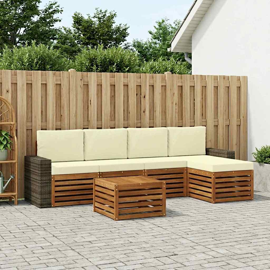 Outdoor-Sofagarnitur mit Kissen 6 pcs Natur und Creme