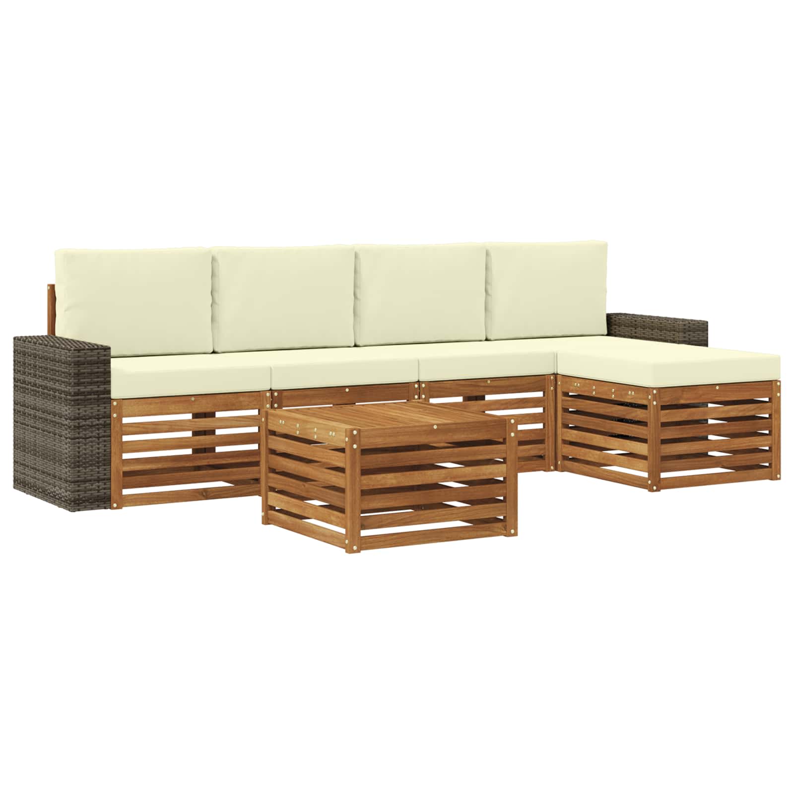 Outdoor-Sofagarnitur mit Kissen 6 pcs Natur und Creme