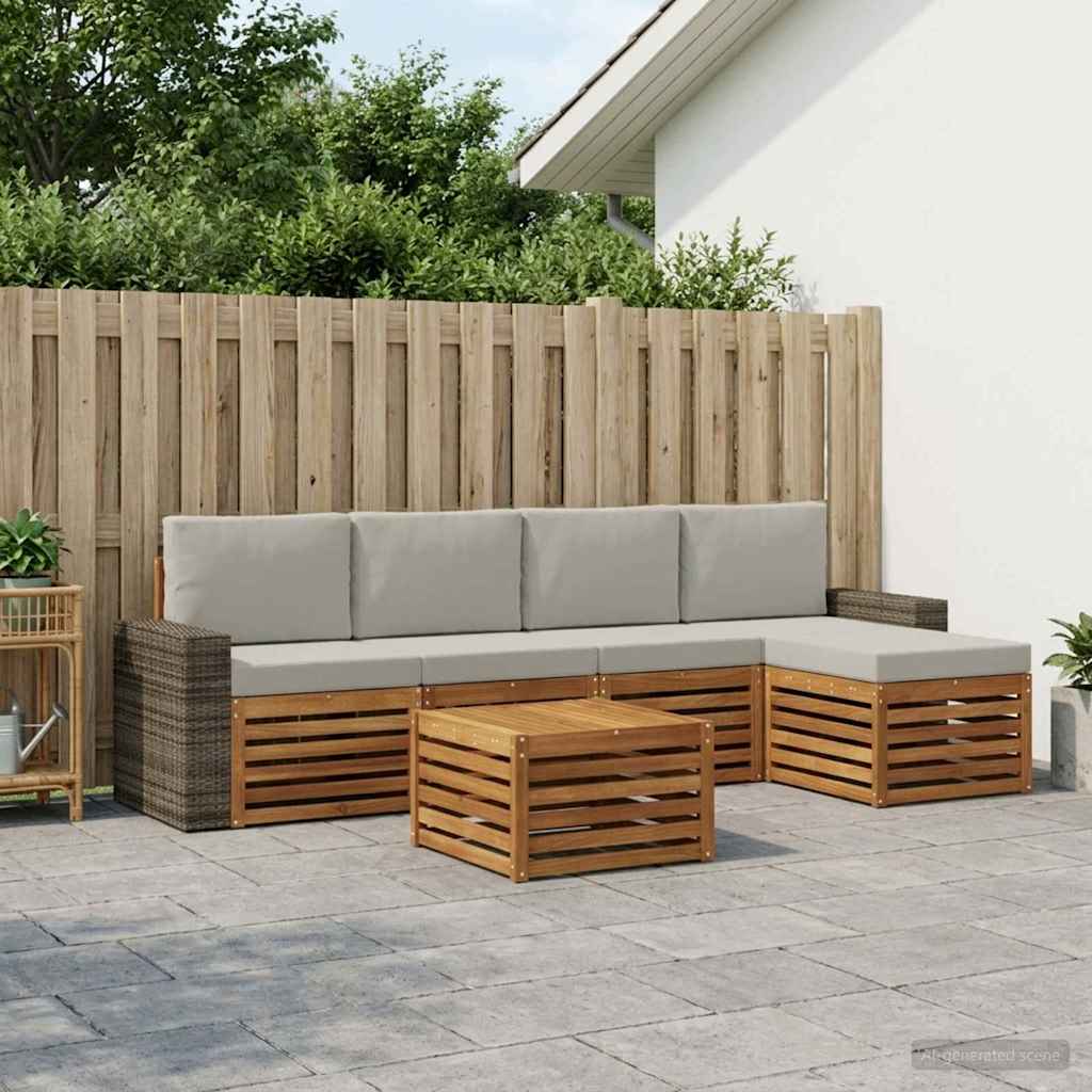 Outdoor-Sofagarnitur 6 stk. Natur und Hellgrau