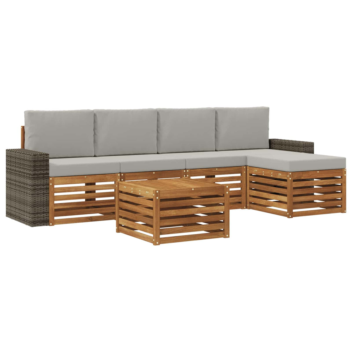 Outdoor-Sofagarnitur 6 stk. Natur und Hellgrau