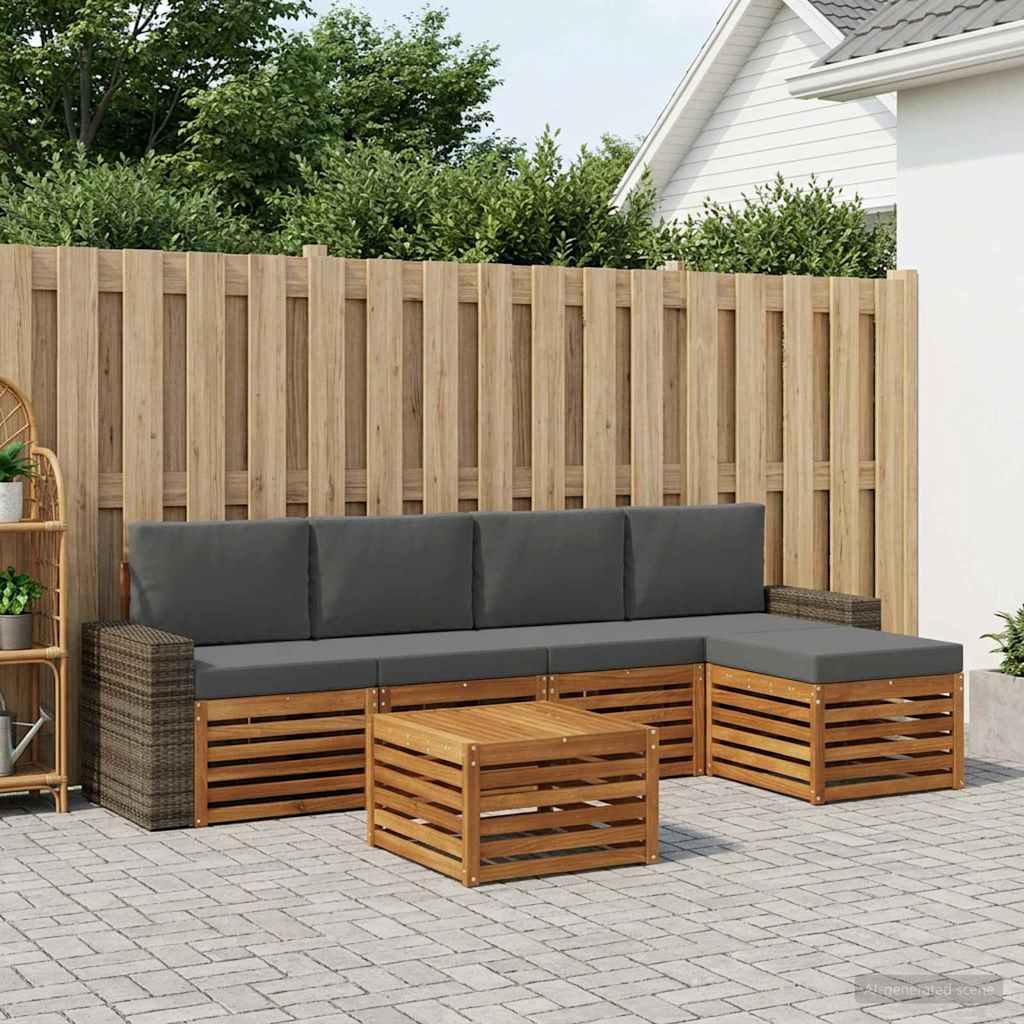Outdoor-Sofagarnitur 6 stk. Natur und Anthrazit