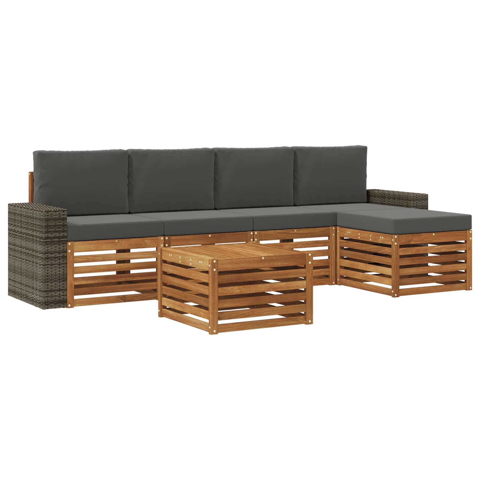 Outdoor-Sofagarnitur 6 stk. Natur und Anthrazit