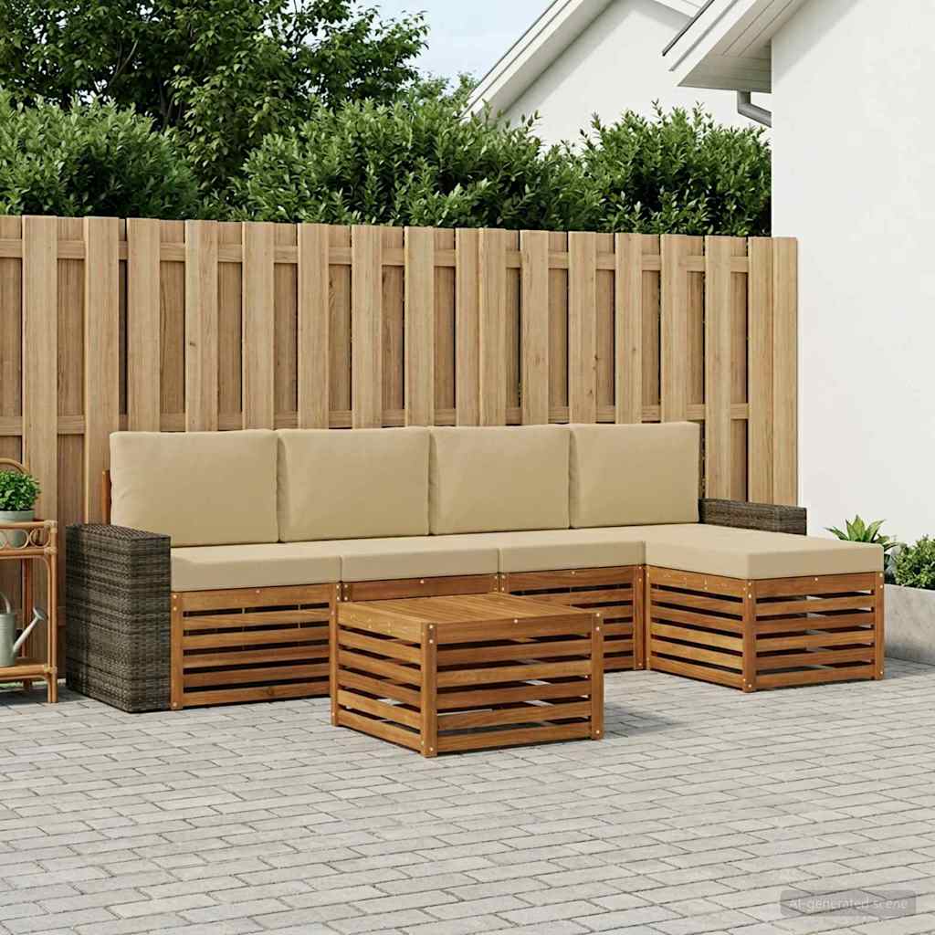 Outdoor-Sofagarnitur 6 stk. Natur und Beige