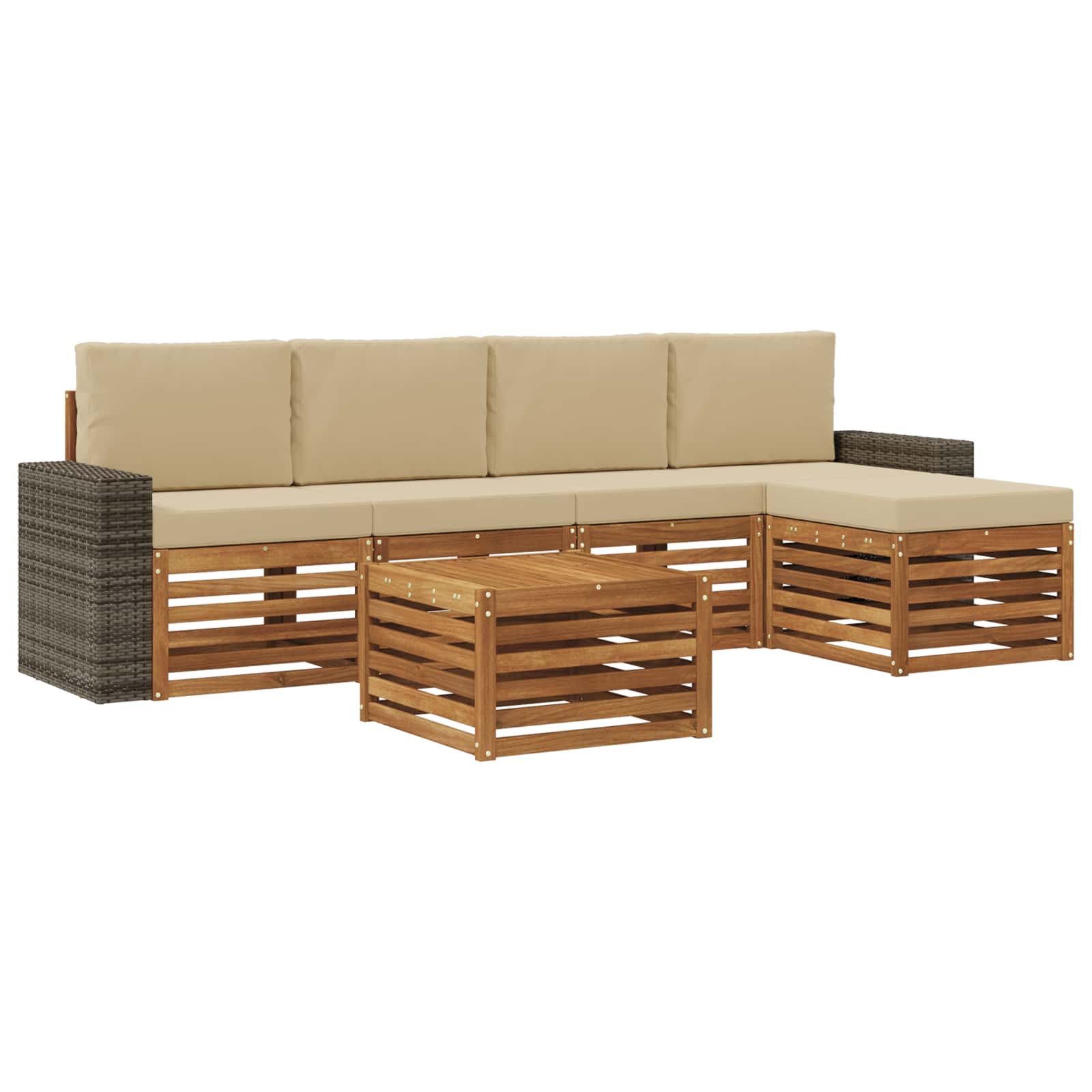 Outdoor-Sofagarnitur 6 stk. Natur und Beige