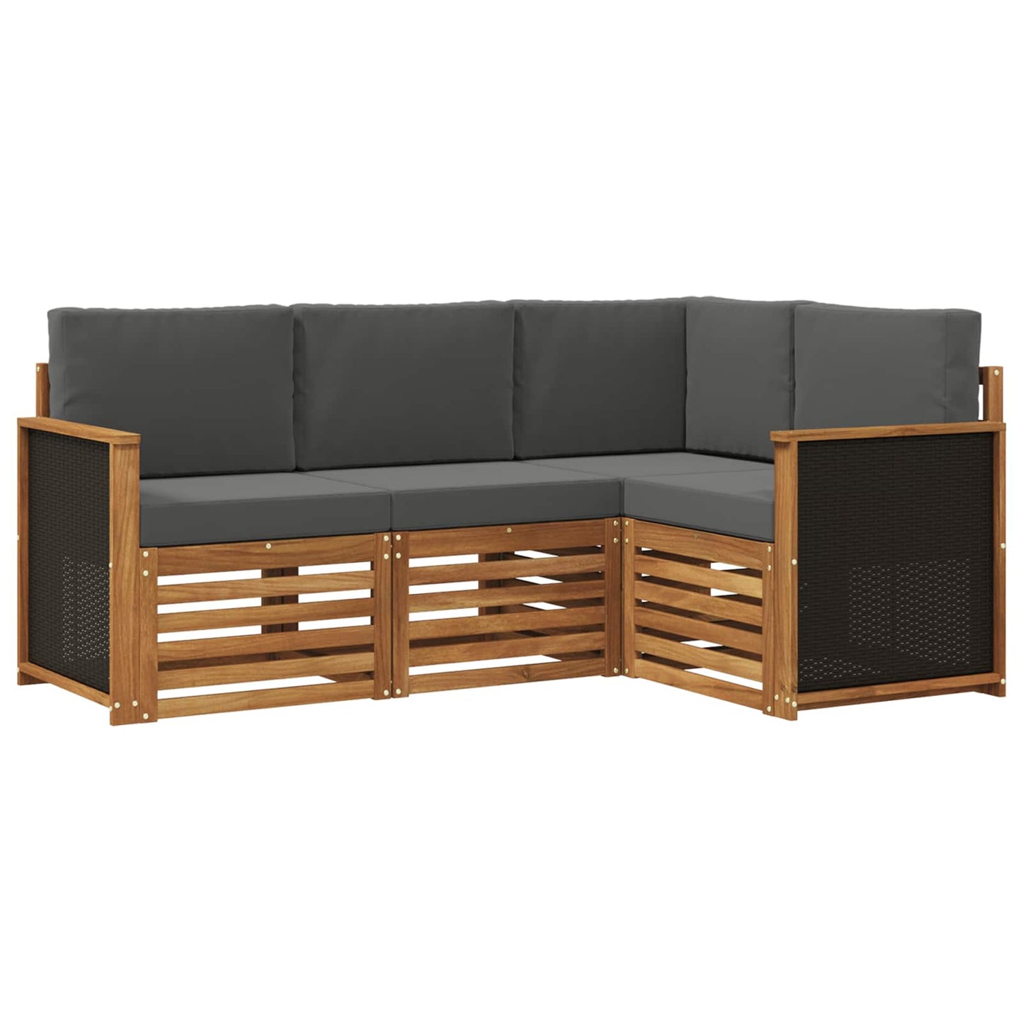 Outdoor-Sofagarnitur 4 stk. Natur und Anthrazit Polyester