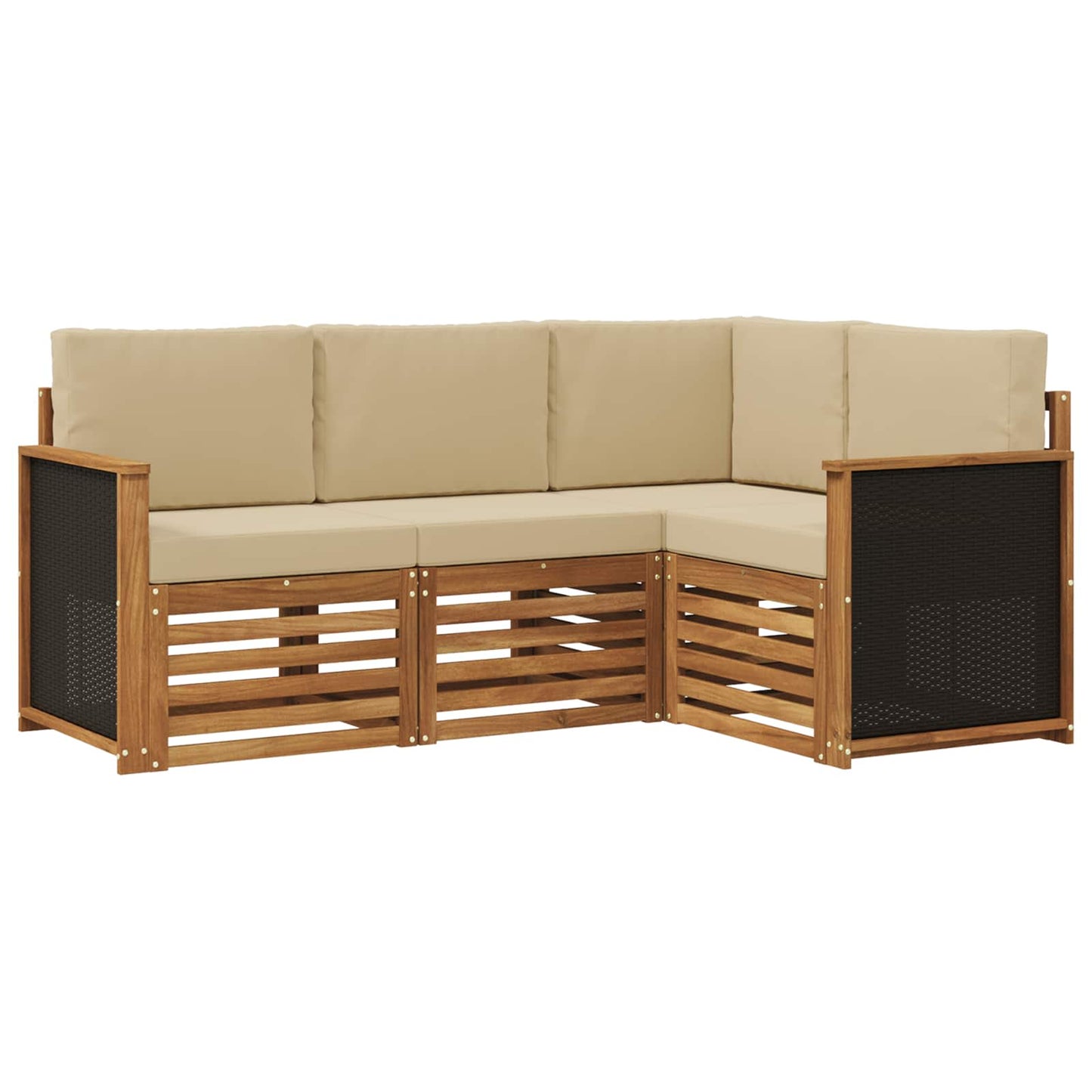 Outdoor-Sofagarnitur 4 stk. Natur und Beige Polyester