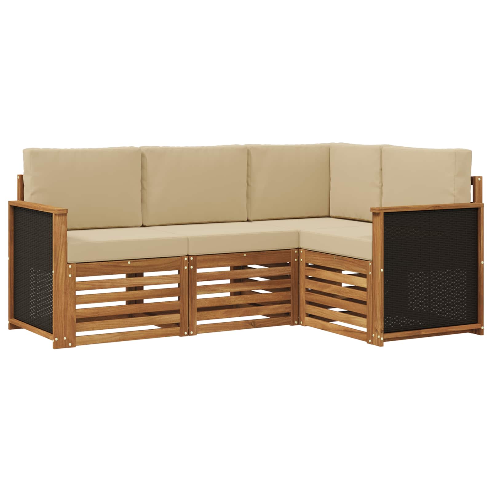 Outdoor-Sofagarnitur 4 stk. Natur und Beige Polyester