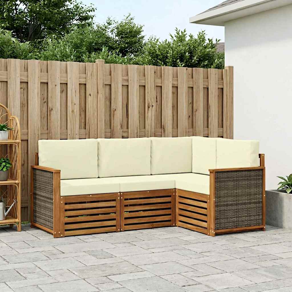 Sofagarnituren mit Kissen 4 pcs Massivholz Akazie