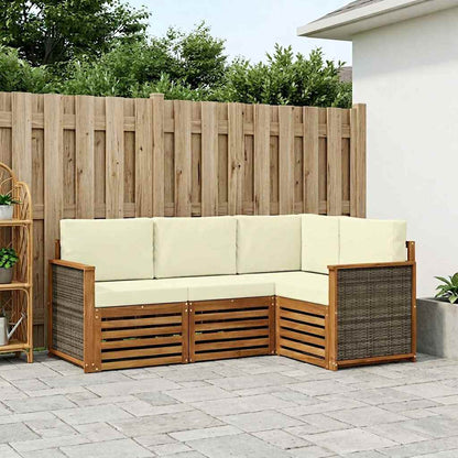 Outdoor-Sofagarnitur 4 stk. Natur und Creme Polyester