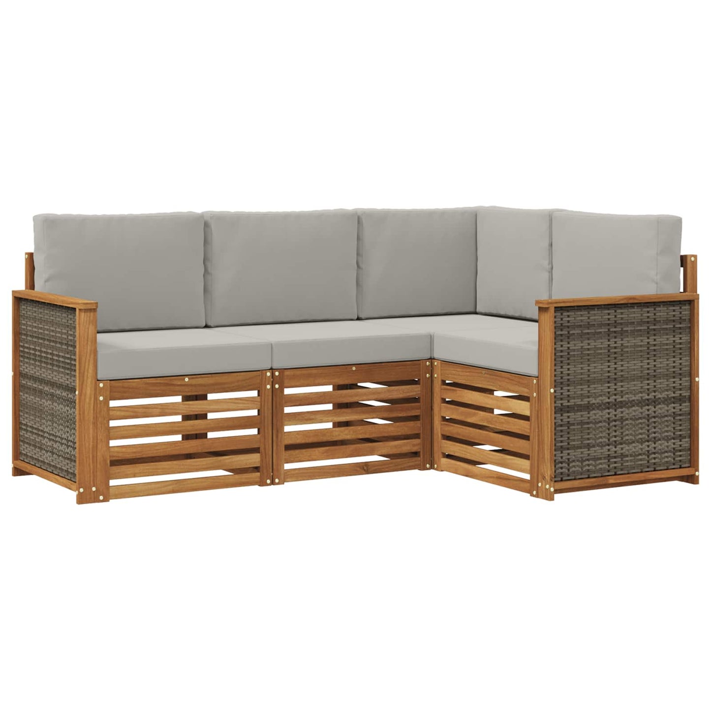 Outdoor-Sofagarnitur 4 stk. Natürlich und Hellgrau Polyester