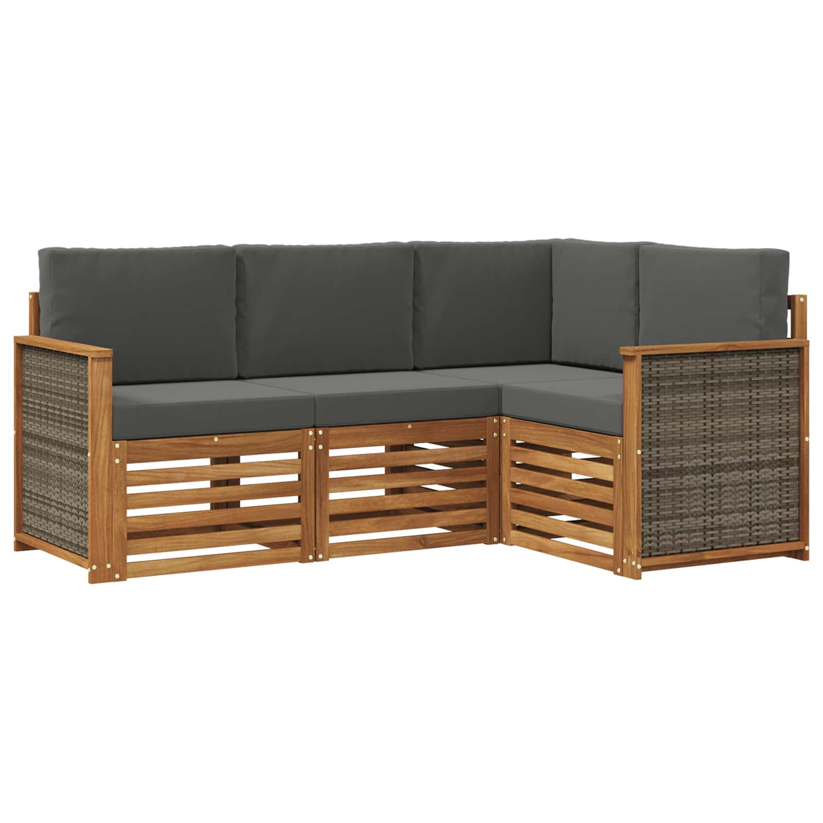 Outdoor-Sofagarnitur 4 stk. Natur und Anthrazit Polyester