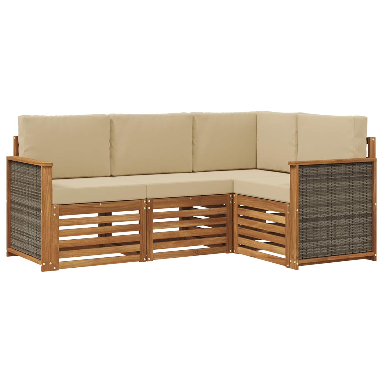 Outdoor-Sofagarnitur 4 stk. Natur und Beige Polyester