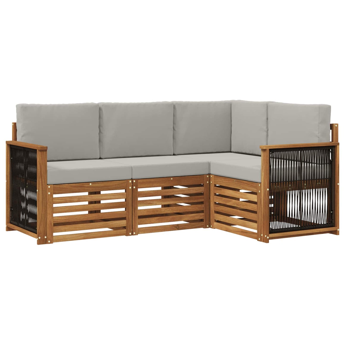 Outdoor-Sofagarnitur 4 stk. Natürlich und Hellgrau Polyester