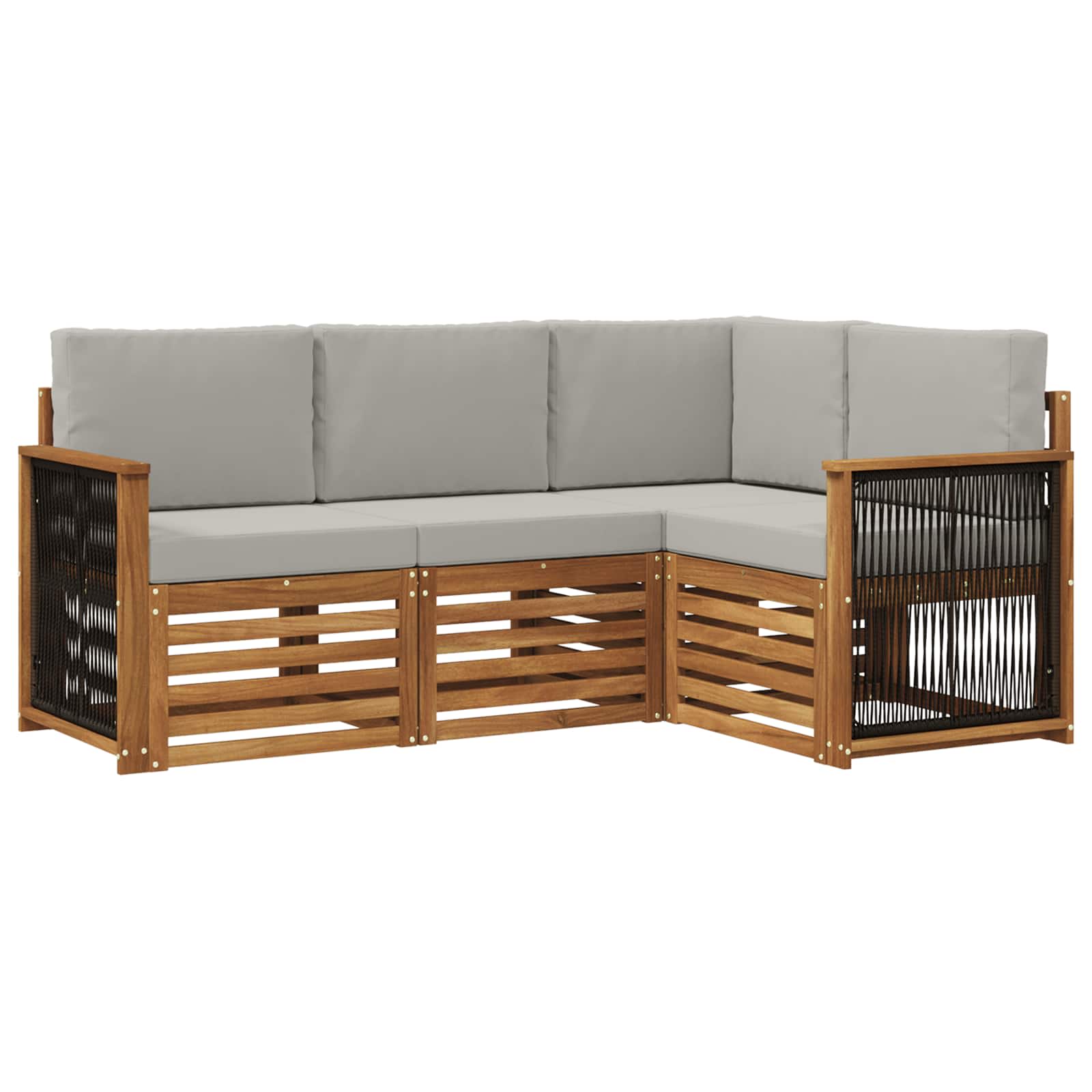 Outdoor-Sofagarnitur 4 stk. Natürlich und Hellgrau Polyester