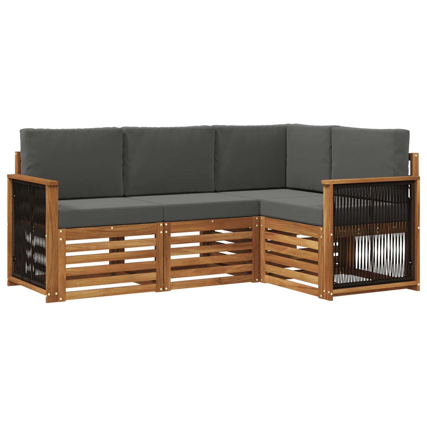 Outdoor-Sofagarnitur 4 stk. Natur und Anthrazit Polyester