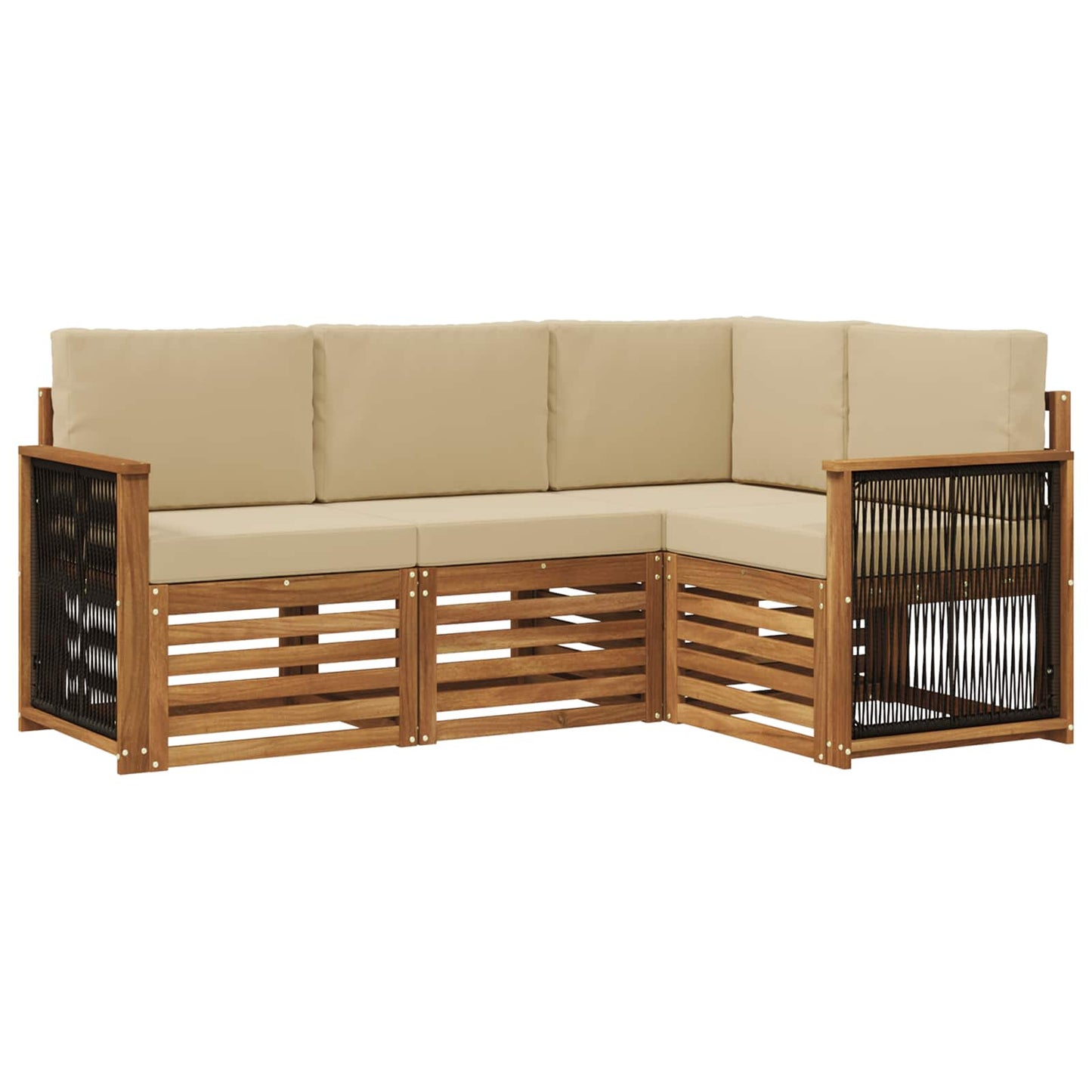 Outdoor-Sofagarnitur 4 stk. Natur und Beige Polyester