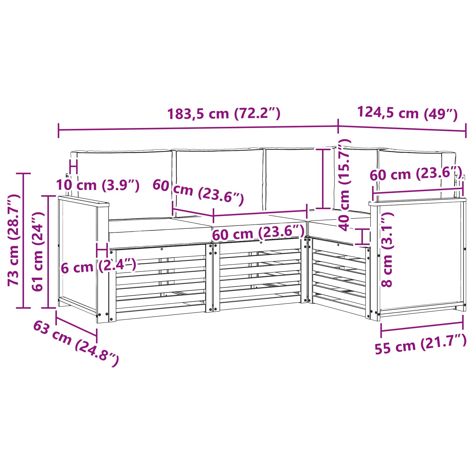 Outdoor-Sofagarnitur 4 stk. Natürlich und Hellgrau Polyester