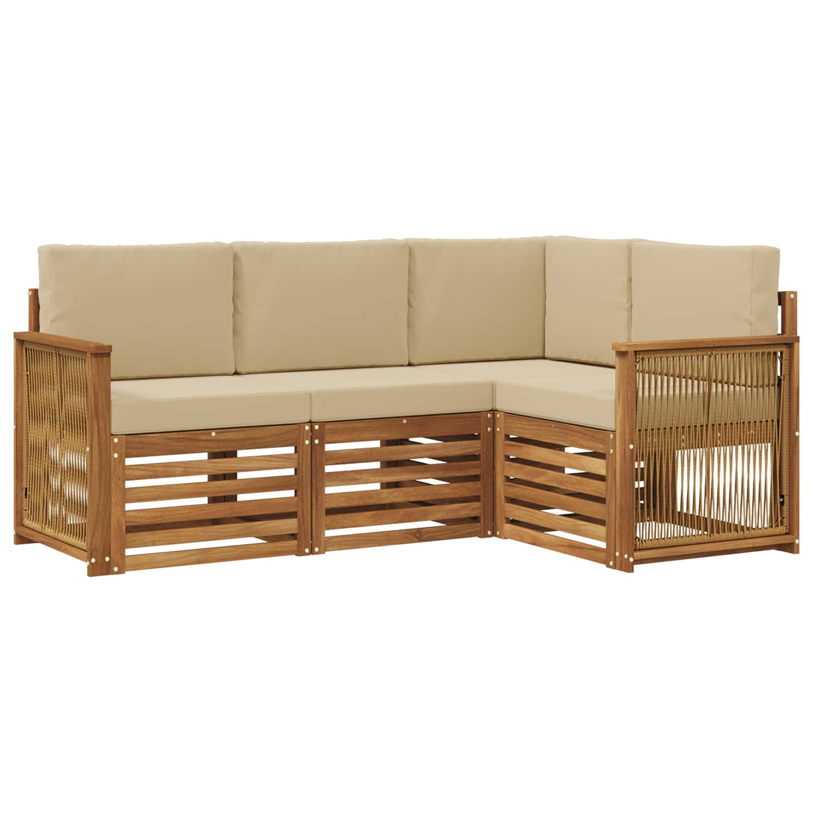 Outdoor-Sofagarnitur 4 stk. Natur und Beige Polyester