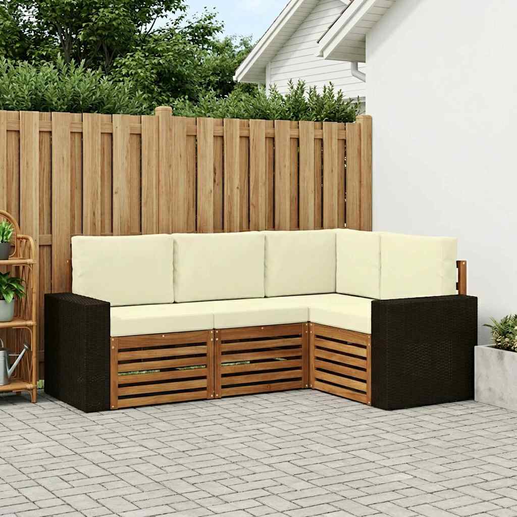 Sofagarnituren mit Kissen 4 pcs Massivholz Akazie