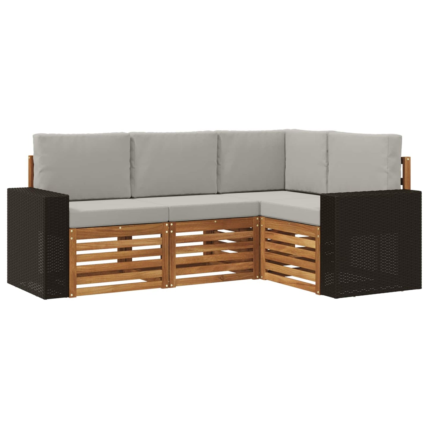 Outdoor-Sofagarnitur 4 stk. Natürlich und Hellgrau Polyester
