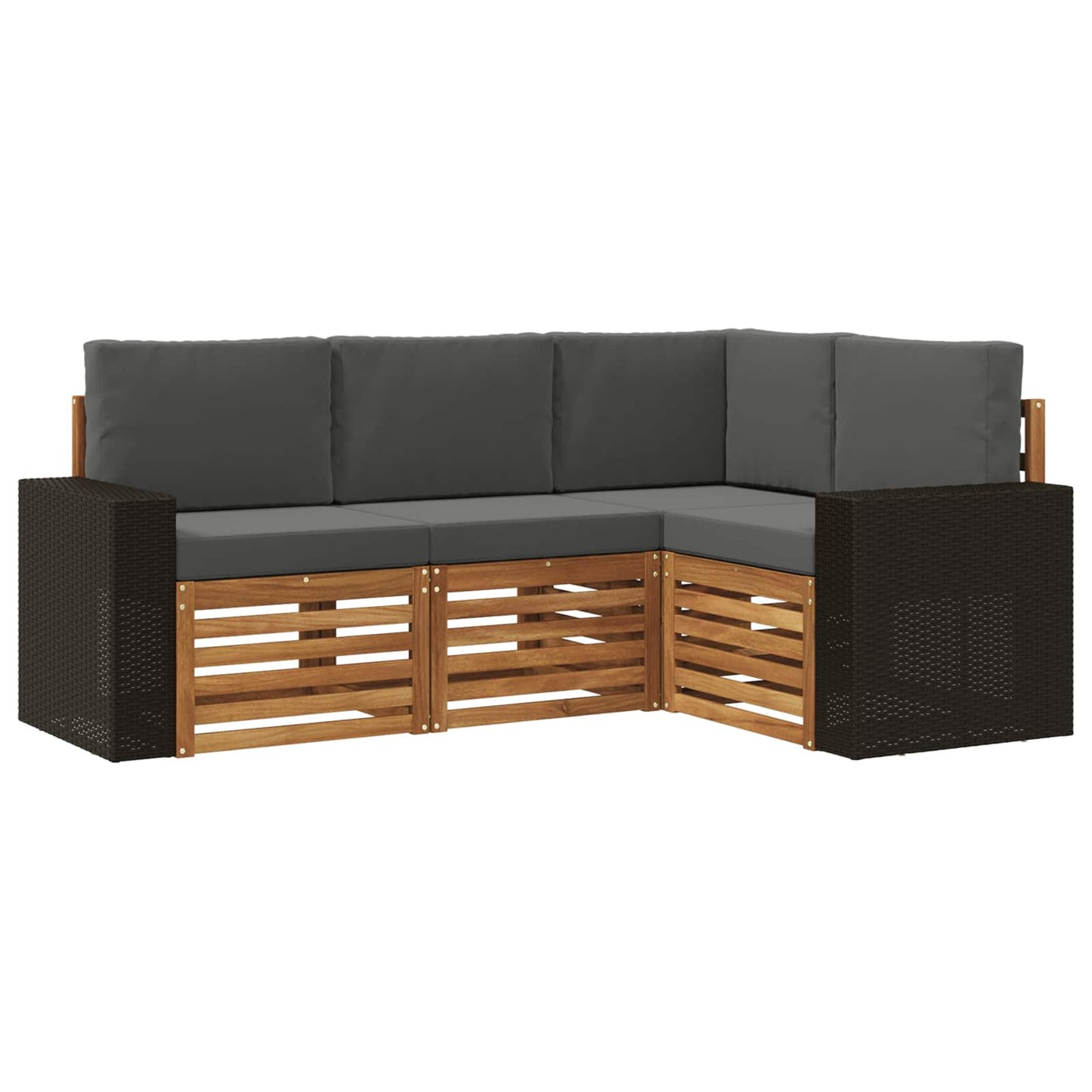 Outdoor-Sofagarnitur 4 stk. Natur und Anthrazit Polyester