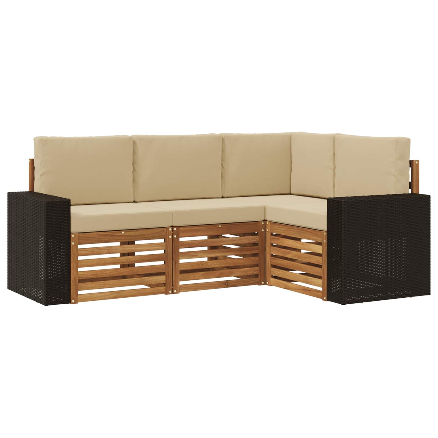 Outdoor-Sofagarnitur 4 stk. Natur und Beige Polyester