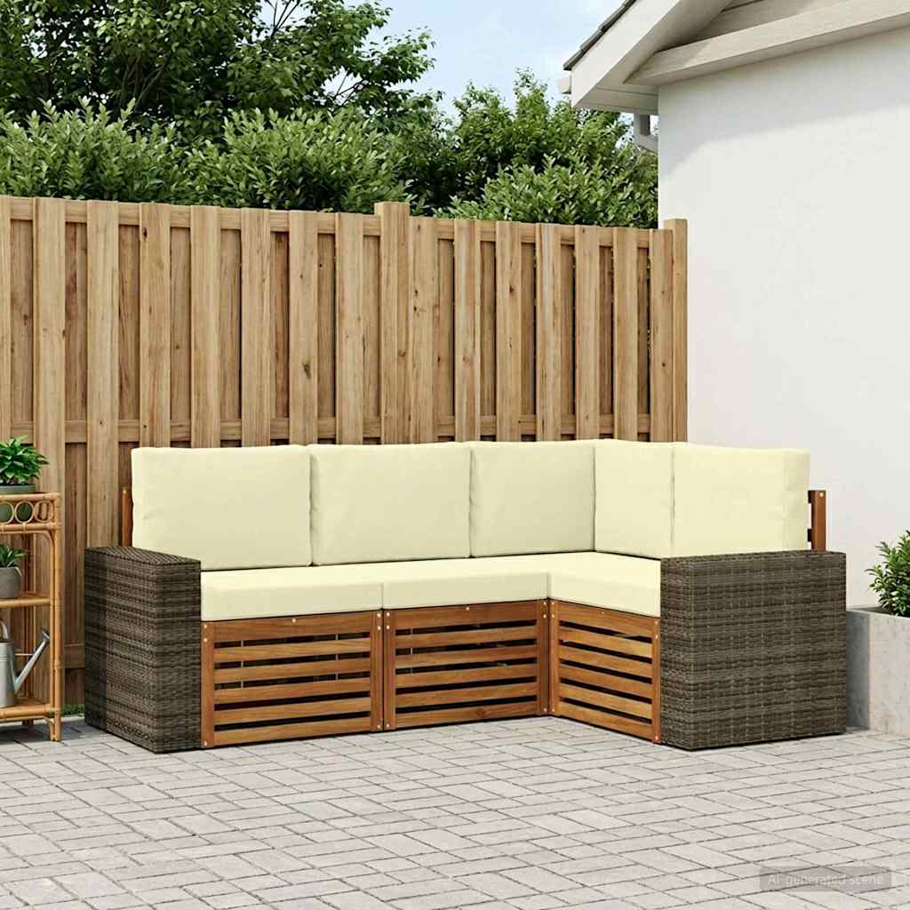 Sofagarnituren mit Kissen 4 pcs Massivholz Akazie