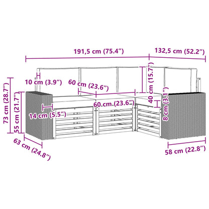 Outdoor-Sofagarnitur 4 stk. Natur und Creme Polyester