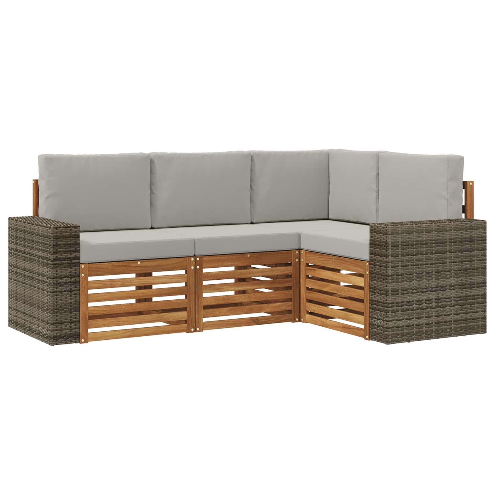 Outdoor-Sofagarnitur 4 stk. Natürlich und Hellgrau Polyester