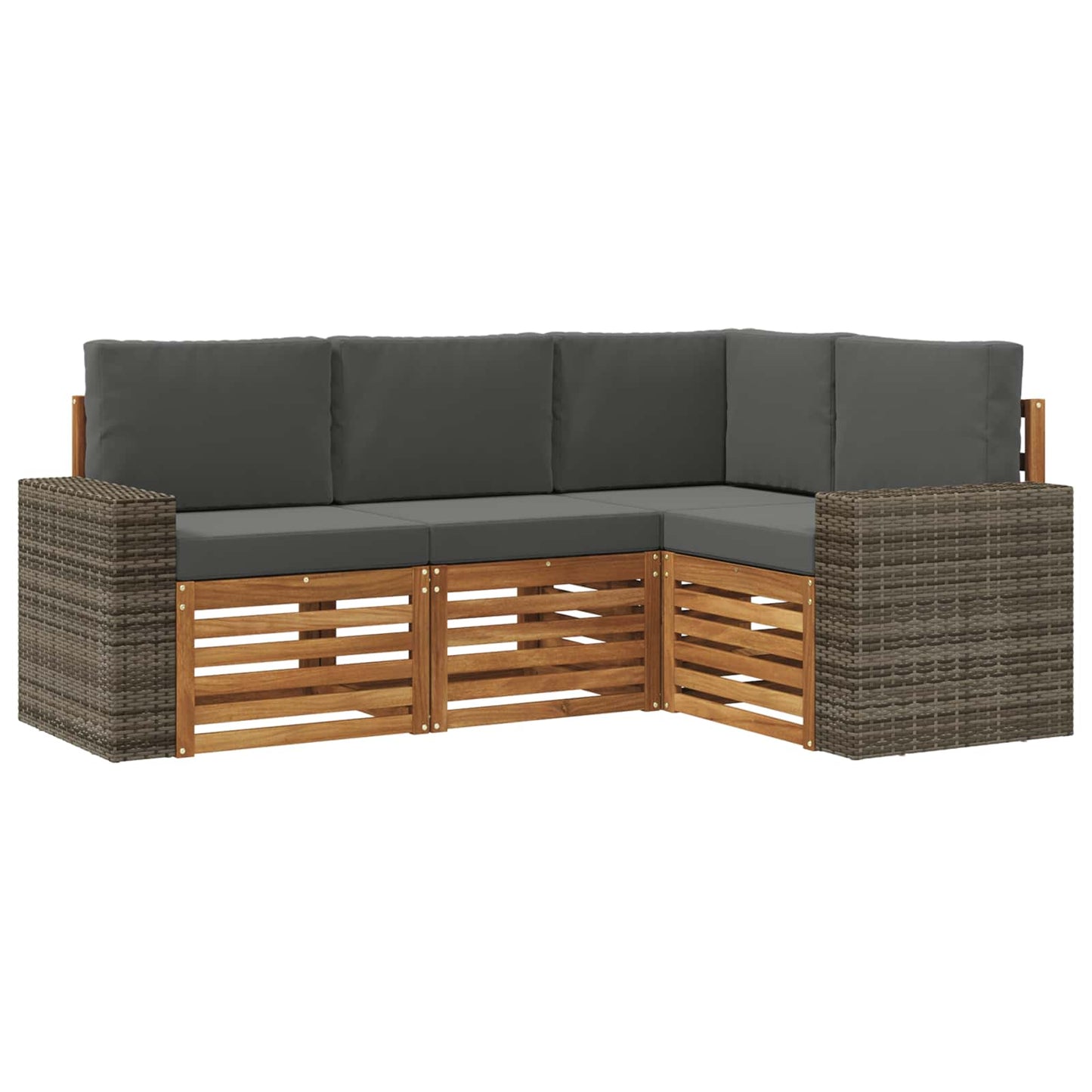 Outdoor-Sofagarnitur 4 stk. Natur und Anthrazit Polyester